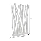 Paravento a Pannello Singolo in Ramo di Teak, Naturale/Bianco, 39L x 68A