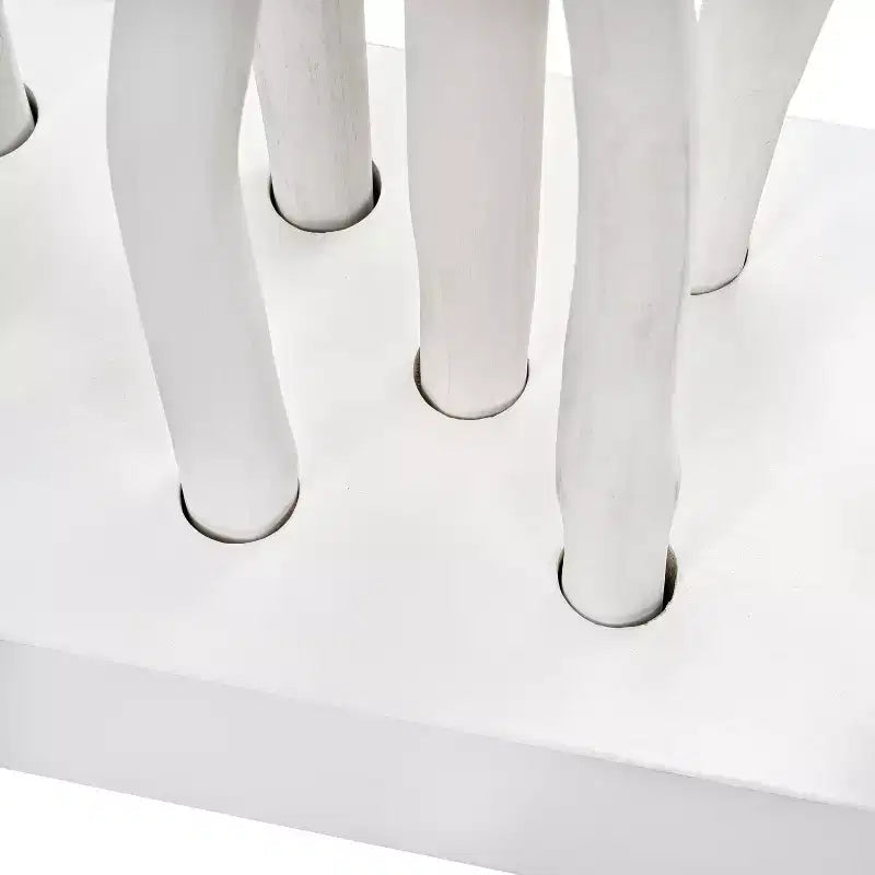 Paravento a Pannello Singolo in Ramo di Teak, Naturale/Bianco, 39L x 68A