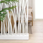 Paravento a Pannello Singolo in Ramo di Teak, Naturale/Bianco, 39L x 68A