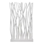 Paravento a Pannello Singolo in Ramo di Teak, Naturale/Bianco, 39L x 68A