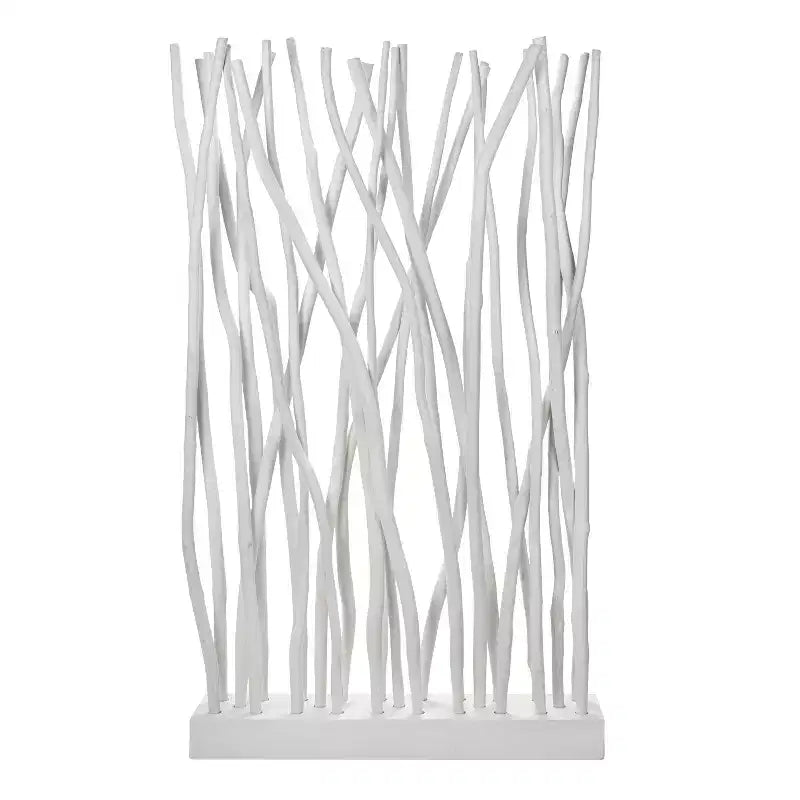 Paravento a Pannello Singolo in Ramo di Teak, Naturale/Bianco, 39L x 68A