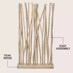 Paravento a Pannello Singolo in Ramo di Teak, Naturale/Bianco, 39L x 68A