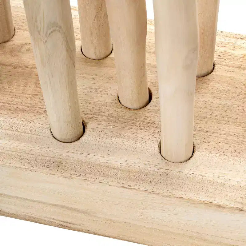 Paravento a Pannello Singolo in Ramo di Teak, Naturale/Bianco, 39L x 68A