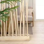 Paravento a Pannello Singolo in Ramo di Teak, Naturale/Bianco, 39L x 68A