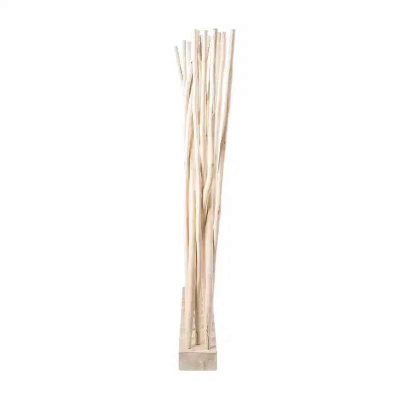 Paravento a Pannello Singolo in Ramo di Teak, Naturale/Bianco, 39L x 68A
