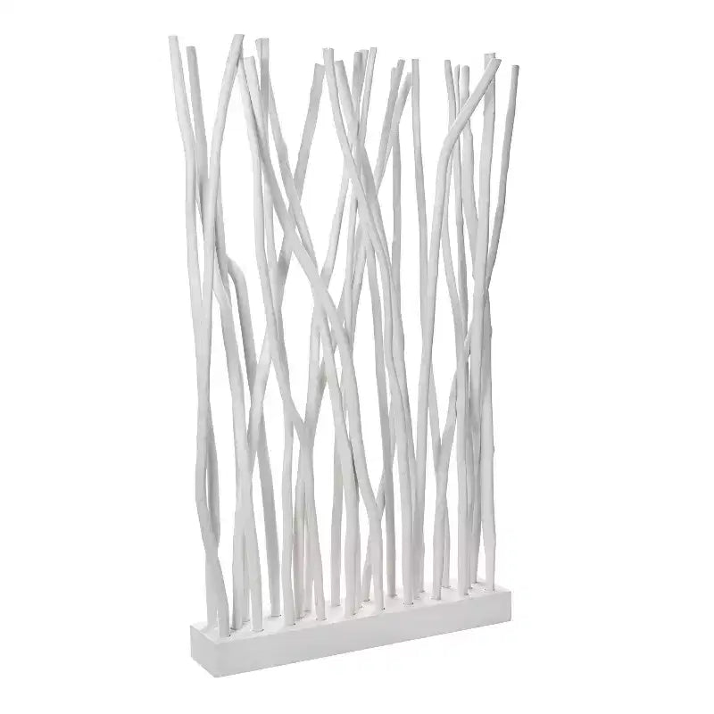 Paravento a Pannello Singolo in Ramo di Teak, Naturale/Bianco, 39L x 68A
