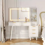 Scrivania da trucco illuminata da 48" con specchio, piano nero, utente singolo