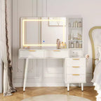 Scrivania da trucco illuminata da 48" con specchio, piano nero, utente singolo