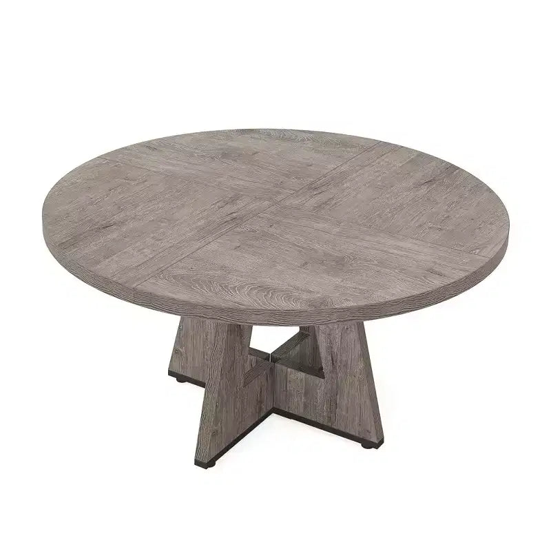 MAYEERTY Tavolo da Pranzo Rotondo da 47 Pollici Stile Rustico, Tavolo da Cucina per 4 Persone con Struttura in Metallo e Piano in MDF