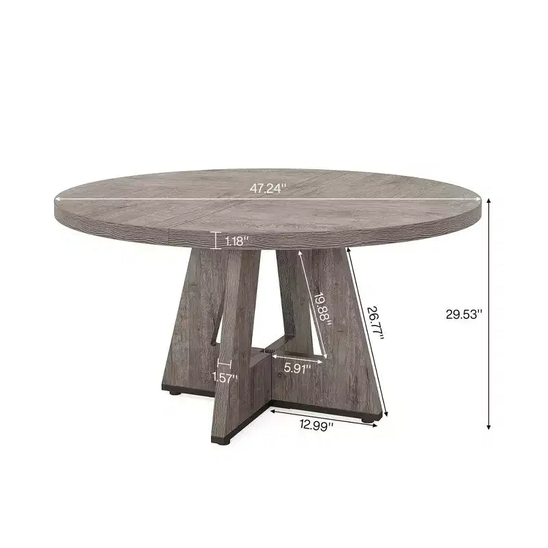 MAYEERTY Tavolo da Pranzo Rotondo da 47 Pollici Stile Rustico, Tavolo da Cucina per 4 Persone con Struttura in Metallo e Piano in MDF