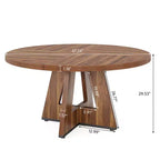 MAYEERTY Tavolo da Pranzo Rotondo da 47 Pollici Stile Rustico, Tavolo da Cucina per 4 Persone con Struttura in Metallo e Piano in MDF