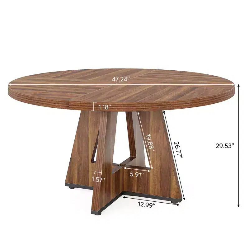 MAYEERTY Tavolo da Pranzo Rotondo da 47 Pollici Stile Rustico, Tavolo da Cucina per 4 Persone con Struttura in Metallo e Piano in MDF