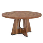 MAYEERTY Tavolo da Pranzo Rotondo da 47 Pollici Stile Rustico, Tavolo da Cucina per 4 Persone con Struttura in Metallo e Piano in MDF