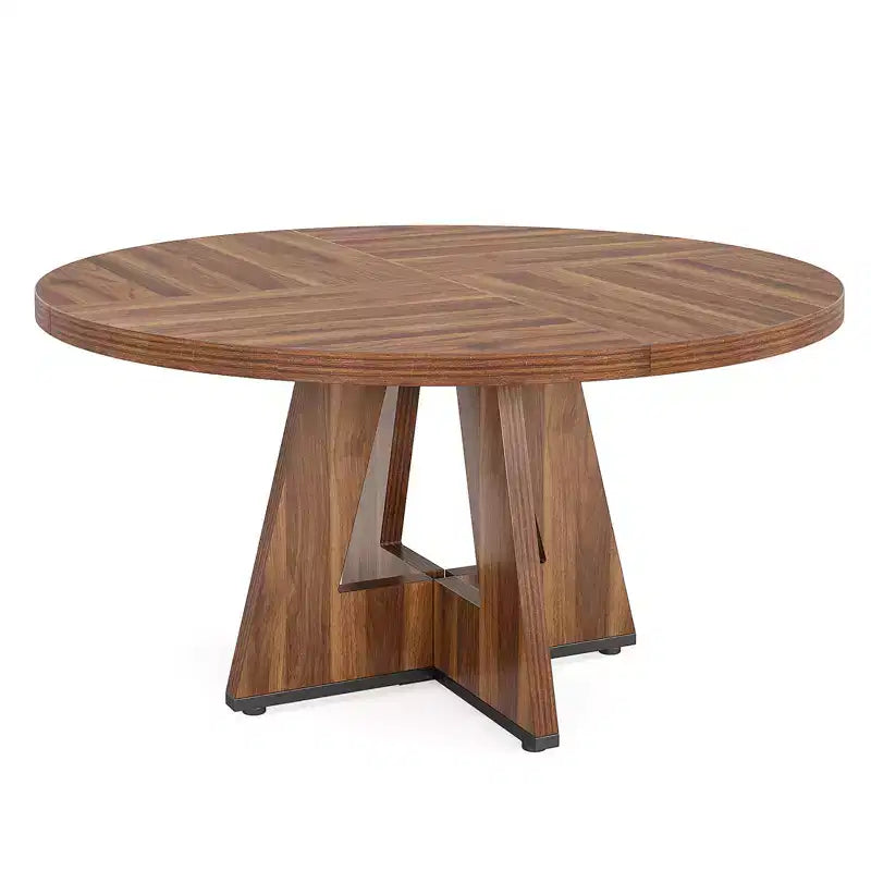 MAYEERTY Tavolo da Pranzo Rotondo da 47 Pollici Stile Rustico, Tavolo da Cucina per 4 Persone con Struttura in Metallo e Piano in MDF