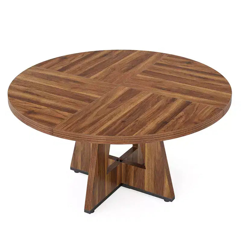 MAYEERTY Tavolo da Pranzo Rotondo da 47 Pollici Stile Rustico, Tavolo da Cucina per 4 Persone con Struttura in Metallo e Piano in MDF