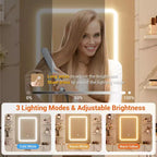 Scrivania da trucco illuminata da 43" con specchio, 7 cassetti e portacapelli per 1 persona – Nero / Bianco / Bianco Marmo