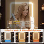Scrivania da trucco illuminata da 43" con specchio, 7 cassetti e portacapelli per 1 persona – Nero / Bianco / Bianco Marmo