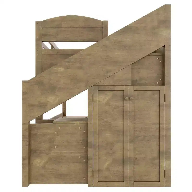 Letto a castello Twin XL con letto estraibile, scala contenitore e armadio, per 3 (bambini 8+)