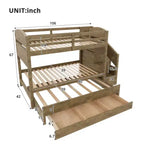 Letto a castello Twin XL con letto estraibile, scala contenitore e armadio, per 3 (bambini 8+)