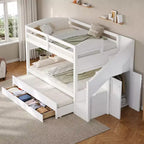 Letto a castello Twin XL con letto estraibile, scala contenitore e armadio, per 3 (bambini 8+)