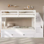 Letto a castello Twin XL con letto estraibile, scala contenitore e armadio, per 3 (bambini 8+)