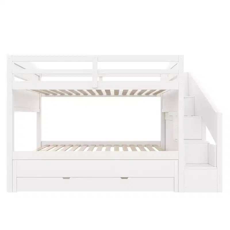 Letto a castello Twin XL con letto estraibile, scala contenitore e armadio, per 3 (bambini 8+)