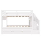 Letto a castello Twin XL con letto estraibile, scala contenitore e armadio, per 3 (bambini 8+)