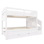 Letto a castello Twin XL con letto estraibile, scala contenitore e armadio, per 3 (bambini 8+)