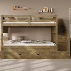 Letto a castello Twin XL con letto estraibile, scala contenitore e armadio, per 3 (bambini 8+)