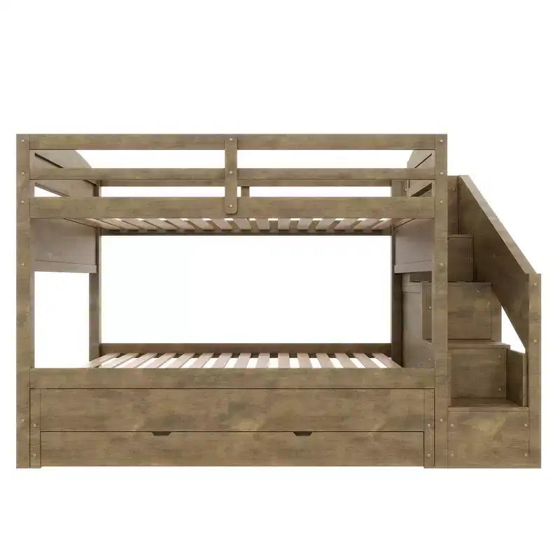 Letto a castello Twin XL con letto estraibile, scala contenitore e armadio, per 3 (bambini 8+)