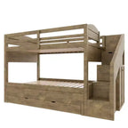 Letto a castello Twin XL con letto estraibile, scala contenitore e armadio, per 3 (bambini 8+)