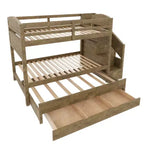 Letto a castello Twin XL con letto estraibile, scala contenitore e armadio, per 3 (bambini 8+)