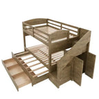 Letto a castello Twin XL con letto estraibile, scala contenitore e armadio, per 3 (bambini 8+)