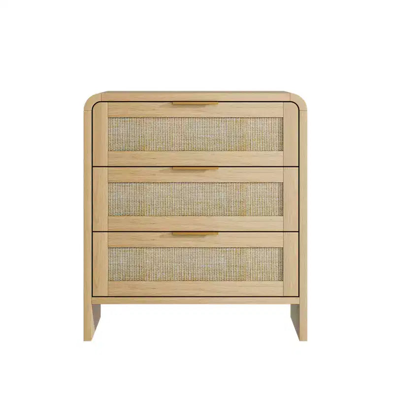 Comodino a 3 cassetti beige per camera da letto, montaggio per 1 persona
