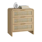 Comodino a 3 cassetti beige per camera da letto, montaggio per 1 persona