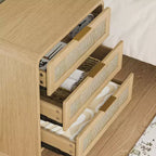 Comodino a 3 cassetti beige per camera da letto, montaggio per 1 persona