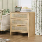 Comodino a 3 cassetti beige per camera da letto, montaggio per 1 persona