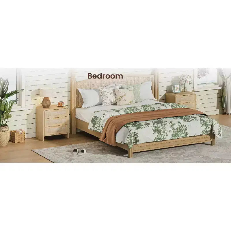 Comodino a 3 cassetti beige per camera da letto, montaggio per 1 persona