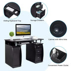 Scrivania per computer da 45" con 3 cassetti e ripiano con anta, per adulti