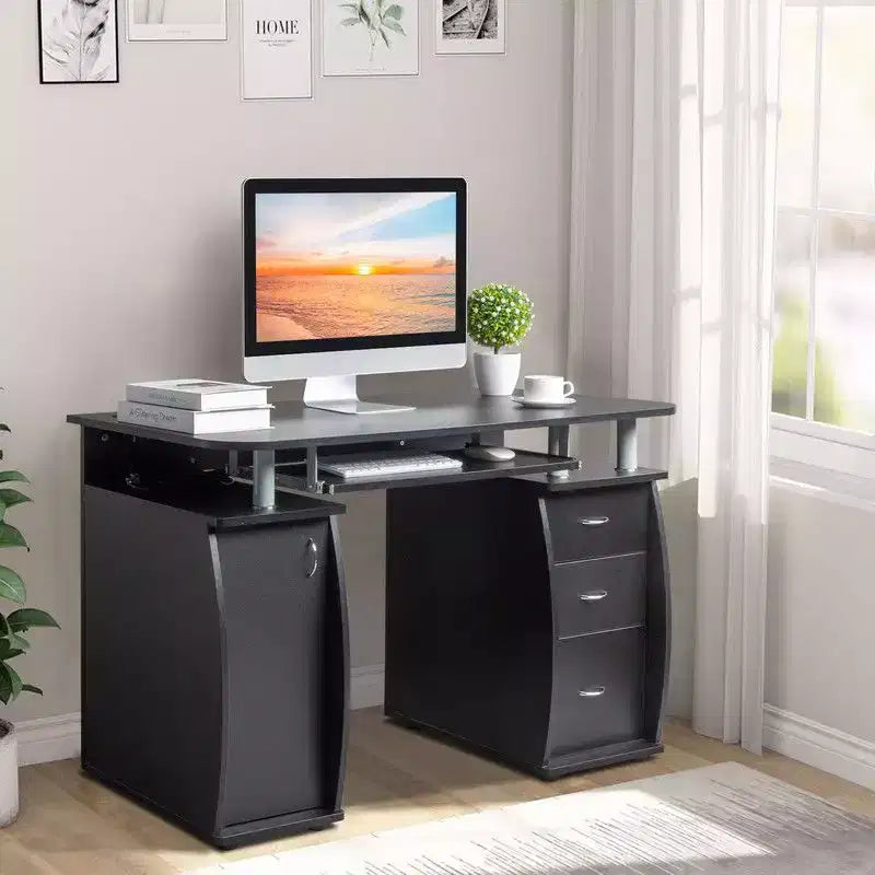 Scrivania per computer da 45" con 3 cassetti e ripiano con anta, per adulti