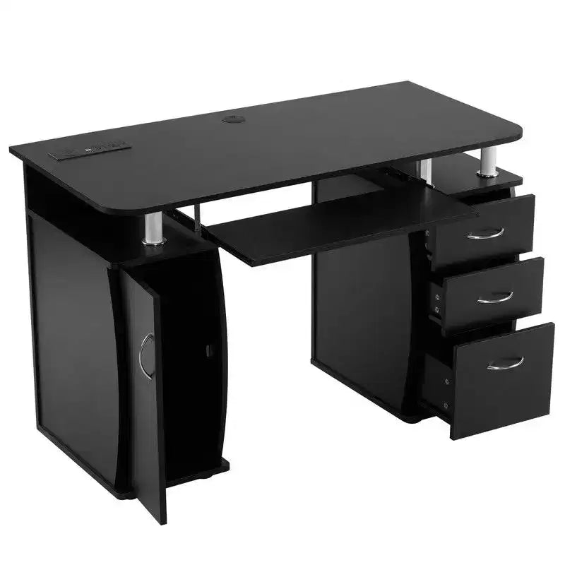 Scrivania per computer da 45" con 3 cassetti e ripiano con anta, per adulti