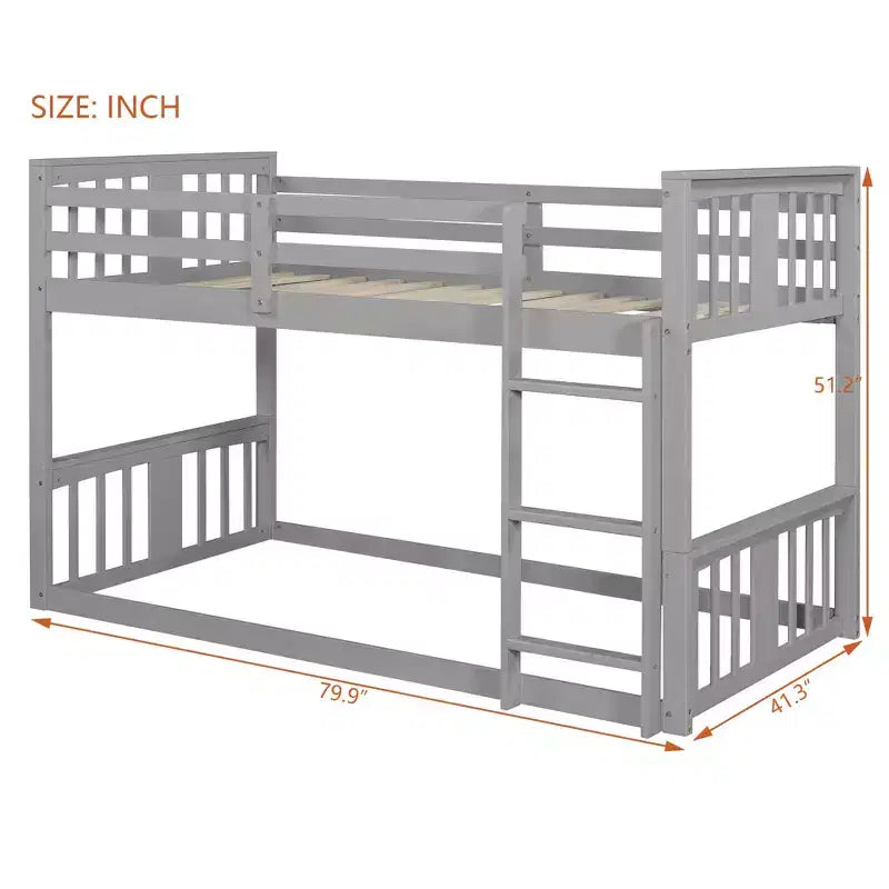 Letto a castello convertibile in legno grigio/bianco per 2 bambini