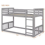 Letto a castello convertibile in legno grigio/bianco per 2 bambini