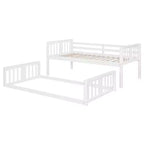 Letto a castello convertibile in legno grigio/bianco per 2 bambini