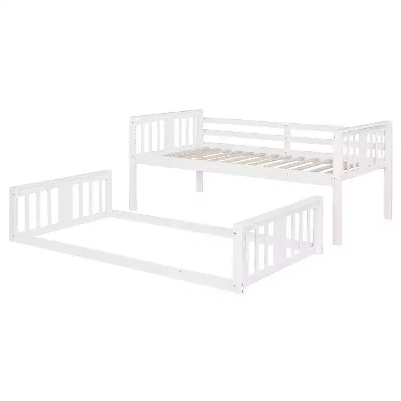 Letto a castello convertibile in legno grigio/bianco per 2 bambini