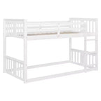 Letto a castello convertibile in legno grigio/bianco per 2 bambini