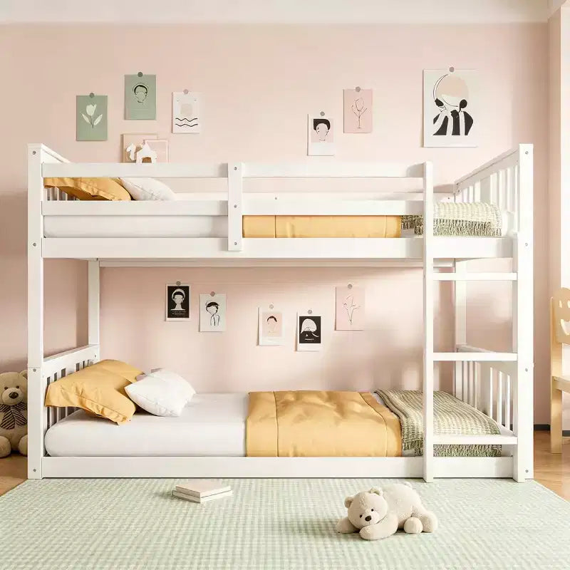 Letto a castello convertibile in legno grigio/bianco per 2 bambini