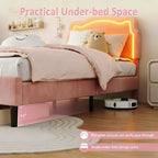 Struttura letto imbottita singola a LED con testiera, per 1 persona (bambini)