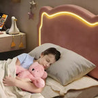 Struttura letto imbottita singola a LED con testiera, per 1 persona (bambini)