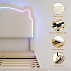 Struttura letto imbottita singola a LED con testiera, per 1 persona (bambini)